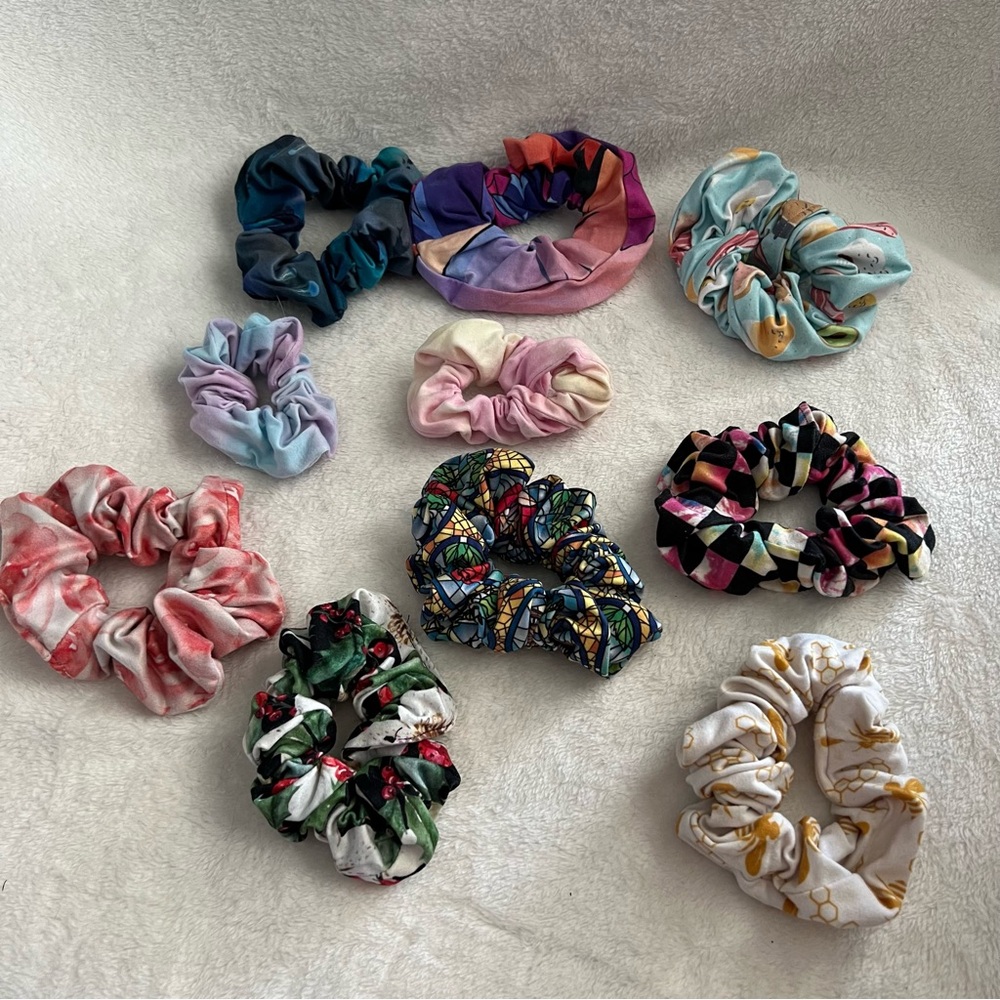 Handmade Hair Scrunchie Lot - 10 Count